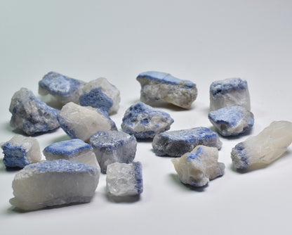 Natural Dumortierite on Quartz Raw Crystal Nuggets from Brazil - 3 Sizes