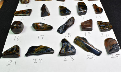 Golden, Blue Pietersite Top Grade Polished Tumble Stone Freeform from Namibia - Top Grade - 25 Options - G1