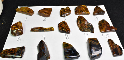 Golden, Blue Pietersite Top Grade Polished Tumble Stone Freeform from Namibia - Top Grade - 25 Options - G1