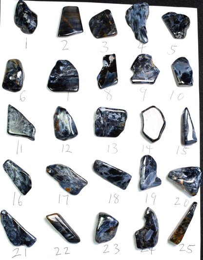Golden, Blue Pietersite Top Grade Polished Tumble Stone Freeform from Namibia - Top Grade - 25 Options - G3