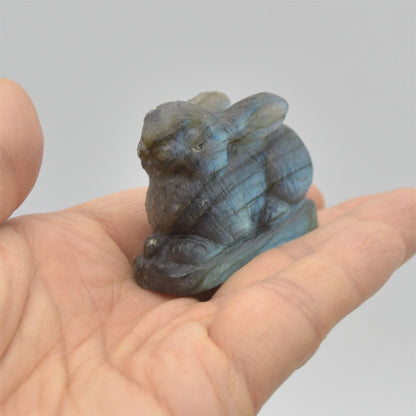 Labradorite Bunny Rabbit - 5cm x 4cm x 2cm - 59 grams