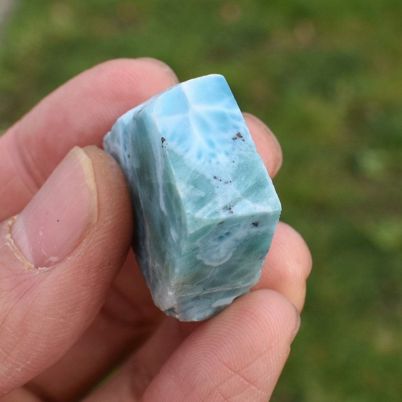 Larimar Dolphin Stone Freeform Raw Slab Slice - 18 grams - #014
