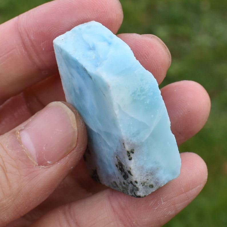 Larimar Dolphin Stone Freeform Raw Slab Slice - 30 grams - #030