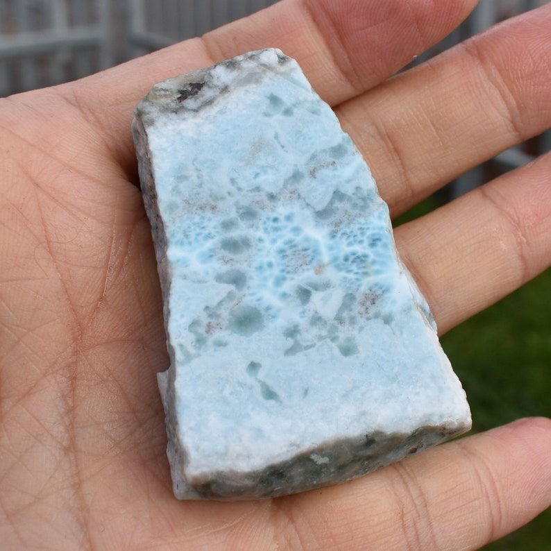 Larimar Dolphin Stone Freeform Raw Slab Slice - 52 grams - #04