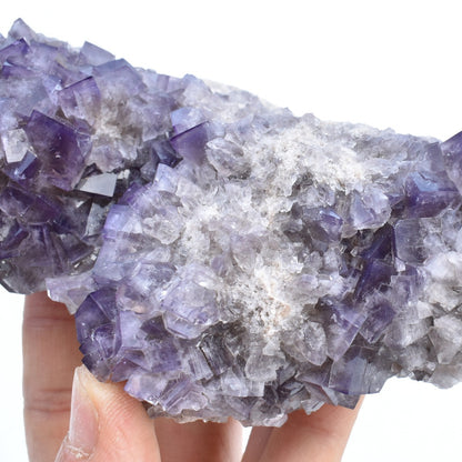 Purple Fluorite (with Calcite) Raw Cluster Specimen - Sourced Greenlaws Mine, England, UK - 613 grams #GLF02-04