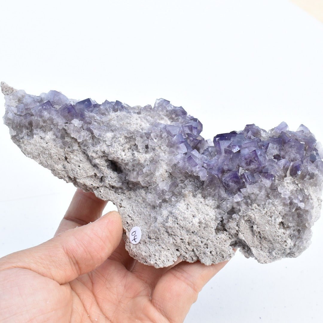 Purple Fluorite (with Calcite) Raw Cluster Specimen - Sourced Greenlaws Mine, England, UK - 613 grams #GLF02-04