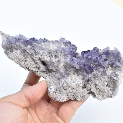Purple Fluorite (with Calcite) Raw Cluster Specimen - Sourced Greenlaws Mine, England, UK - 613 grams #GLF02-04