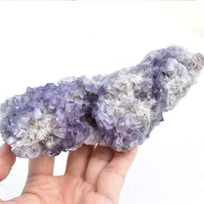Purple Fluorite (with Calcite) Raw Cluster Specimen - Sourced Greenlaws Mine, England, UK - 613 grams #GLF02-04