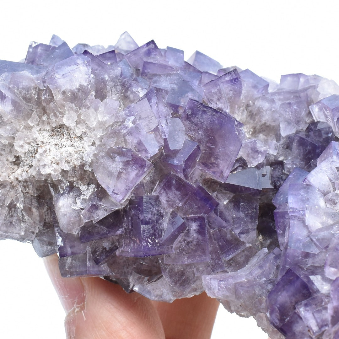 Purple Fluorite (with Calcite) Raw Cluster Specimen - Sourced Greenlaws Mine, England, UK - 613 grams #GLF02-04