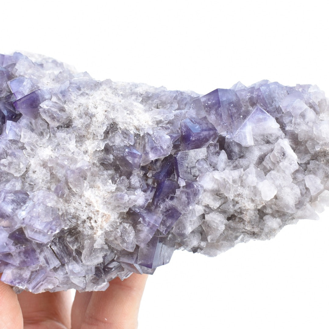 Purple Fluorite (with Calcite) Raw Cluster Specimen - Sourced Greenlaws Mine, England, UK - 613 grams #GLF02-04