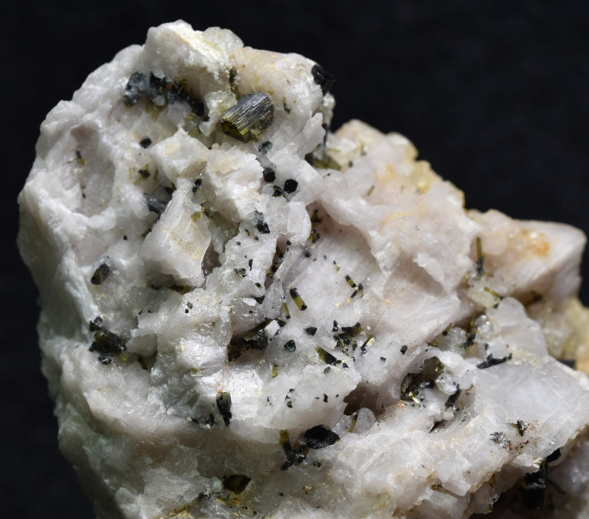 Green Herderite with Schorl Black Tourmaline, Elbaite Green Tourmaline, Albite, Feldspar, Rare, Synergy 12, Crystal Specimen - 69 grams