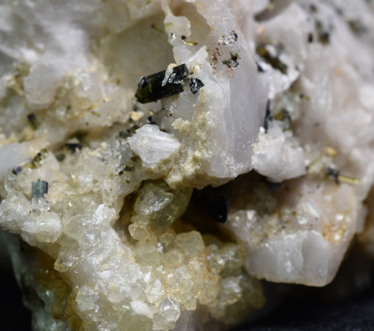 Green Herderite with Schorl Black Tourmaline, Elbaite Green Tourmaline, Albite, Feldspar, Rare, Synergy 12, Crystal Specimen - 69 grams