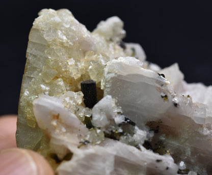 Green Herderite with Schorl Black Tourmaline, Elbaite Green Tourmaline, Albite, Feldspar, Rare, Synergy 12, Crystal Specimen - 69 grams