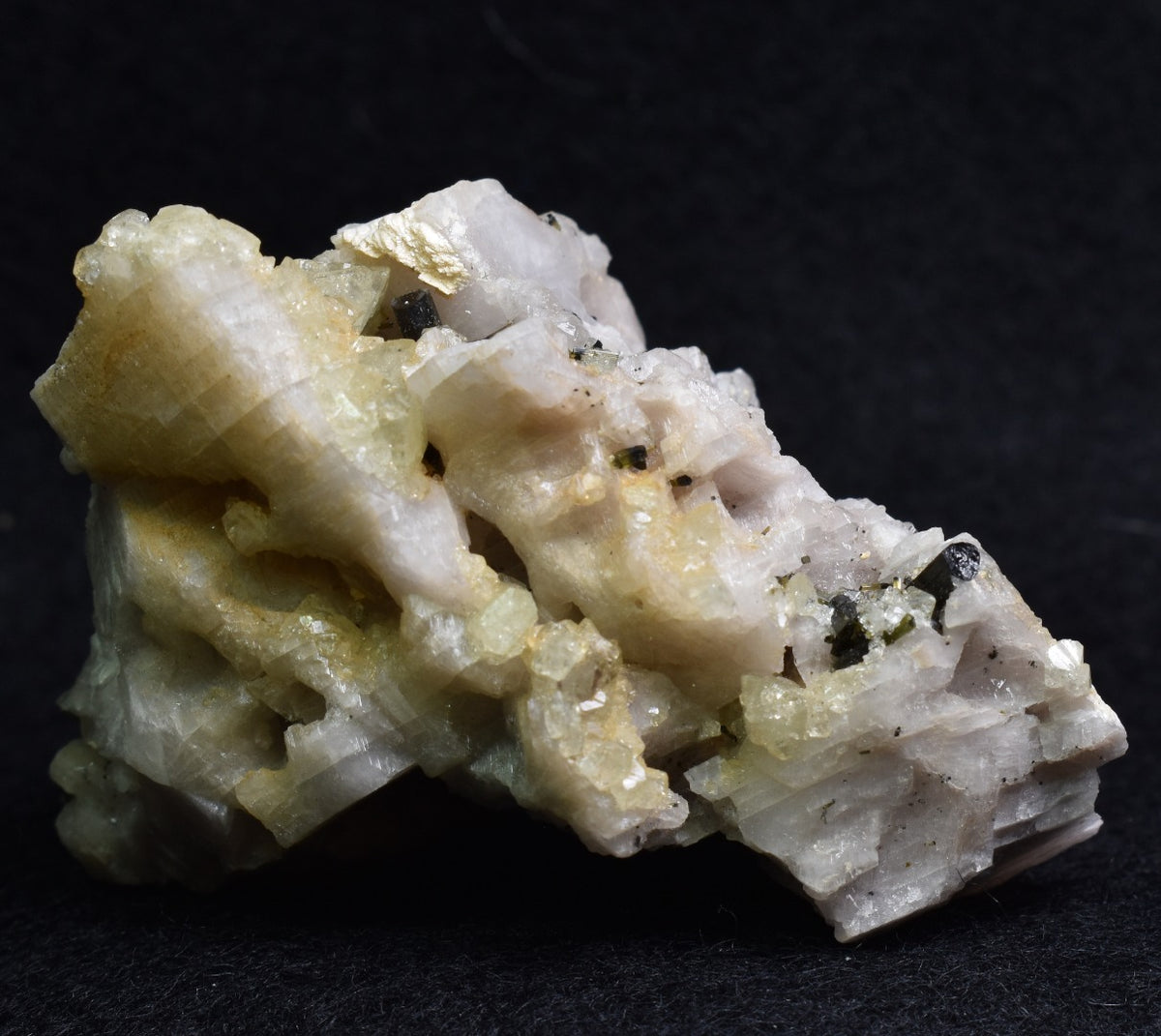 Green Herderite with Schorl Black Tourmaline, Elbaite Green Tourmaline, Albite, Feldspar, Rare, Synergy 12, Crystal Specimen - 69 grams