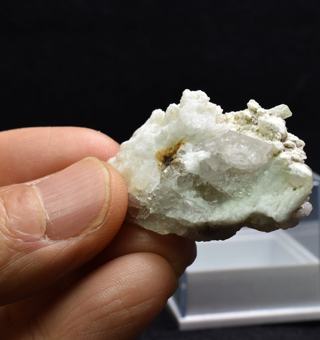 Natural Green Herderite with Albite and Quartz, Rare, Synergy 12, Crystal Specimen - 20 grams