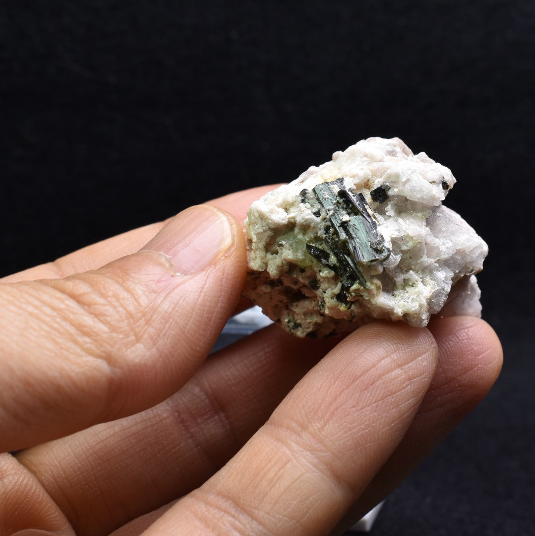 Green Herderite with Elbaite Green Tourmaline, Albite, Feldspar, Rare, Synergy 12, Crystal Specimen - 26 grams