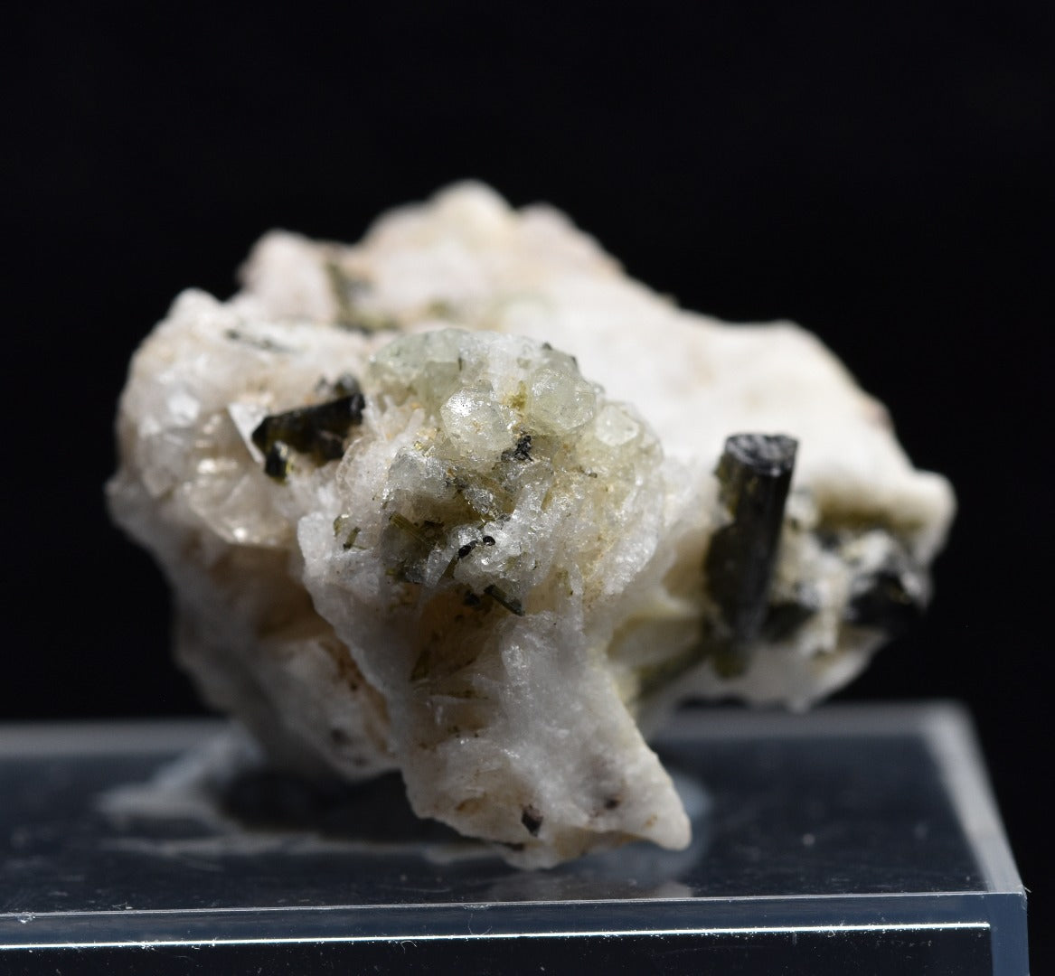 Green Herderite with Elbaite Green Tourmaline, Albite, Quartz, Rare, Synergy 12, Crystal Specimen - 9 grams