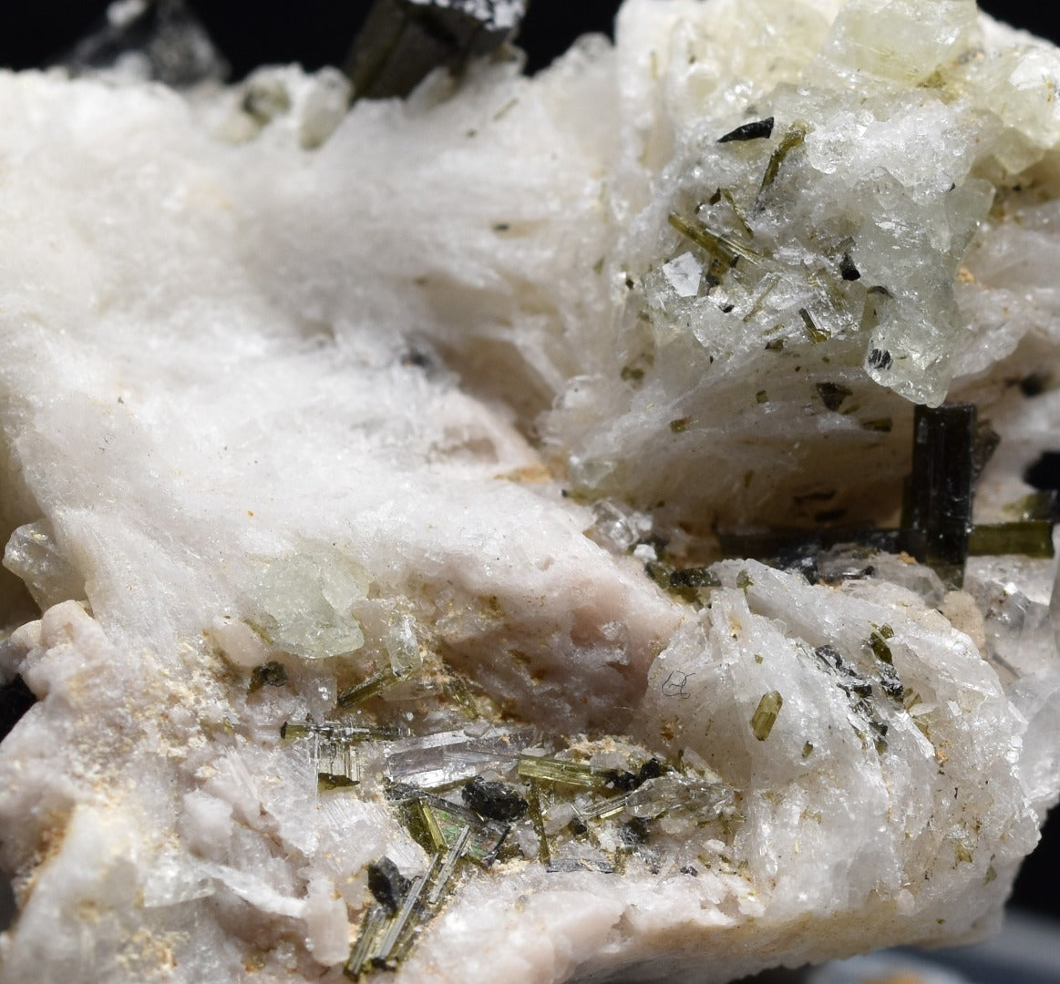 Green Herderite with Elbaite Green Tourmaline, Albite, Quartz, Rare, Synergy 12, Crystal Specimen - 9 grams