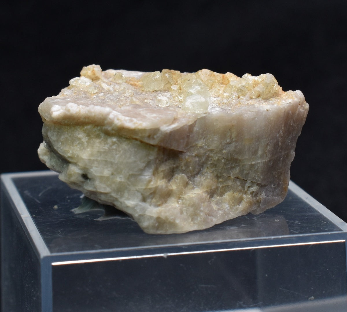 Natural Green Herderite on Feldspar, Rare, Synergy 12, Crystal Specimen - 8 grams