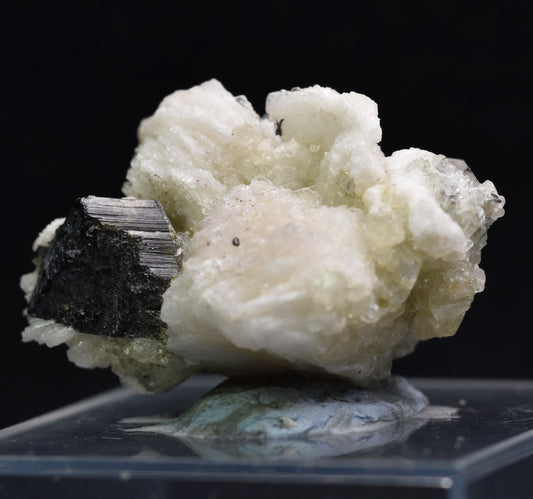 Green Herderite with Schorl Black Tourmaline, Albite, Rare, Synergy 12, Crystal Specimen - 8 grams