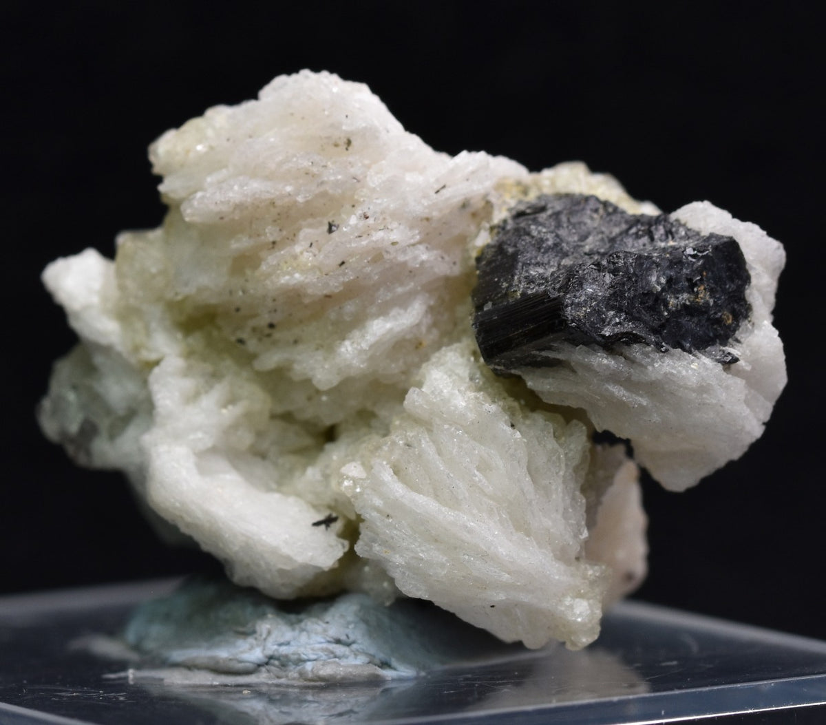 Green Herderite with Schorl Black Tourmaline, Albite, Rare, Synergy 12, Crystal Specimen - 8 grams