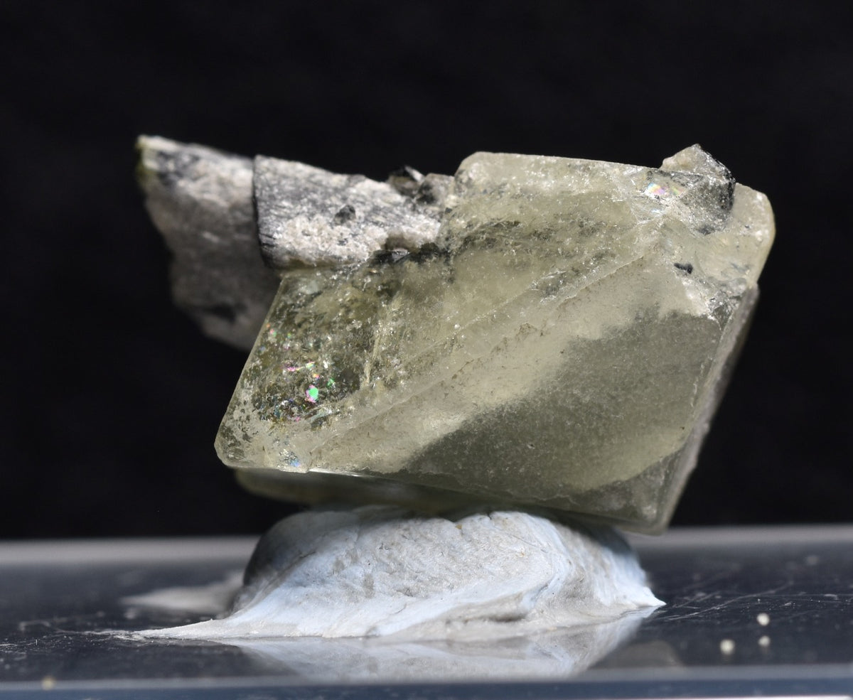 Green Herderite with Schorl Black Tourmaline, Rare, Synergy 12, Crystal Specimen - 3.6 grams