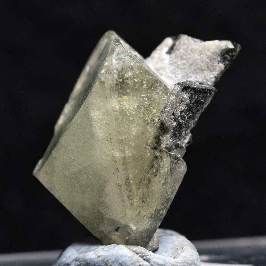Green Herderite with Schorl Black Tourmaline, Rare, Synergy 12, Crystal Specimen - 3.6 grams