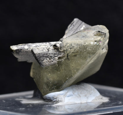 Green Herderite with Schorl Black Tourmaline, Rare, Synergy 12, Crystal Specimen - 3.6 grams