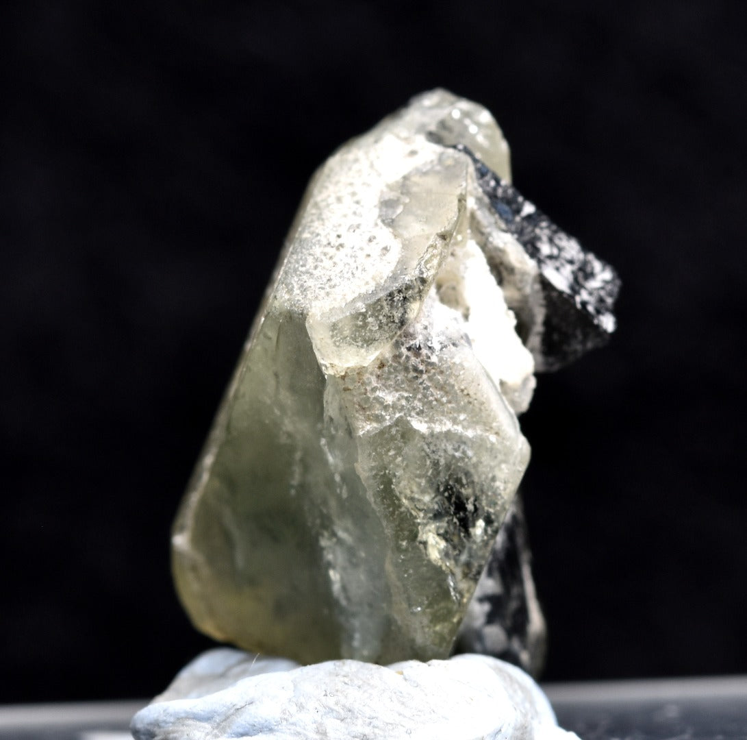 Green Herderite with Schorl Black Tourmaline, Rare, Synergy 12, Crystal Specimen - 3.6 grams