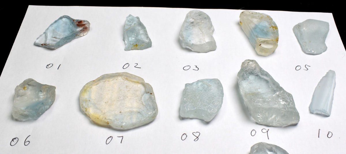 Natural Blue Topaz Raw Untreated Crystal Slices - 20 options