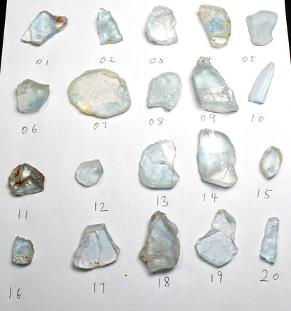 Natural Blue Topaz Raw Untreated Crystal Slices - 20 options