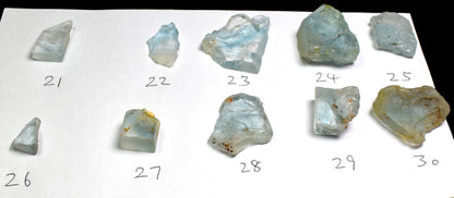 Natural Blue Topaz Raw Untreated Crystal Slices - 18 options
