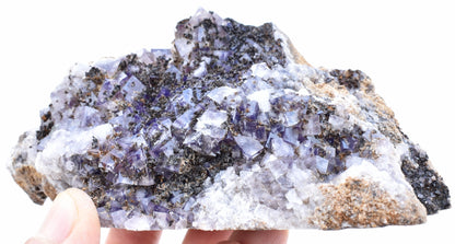 Purple Fluorite Raw Cluster Specimen with Siderite - Sourced Greenlaws Mine, England, UK - 435 grams #GLF04-09