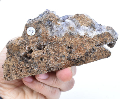 Purple Fluorite Raw Cluster Specimen with Siderite - Sourced Greenlaws Mine, England, UK - 435 grams #GLF04-09