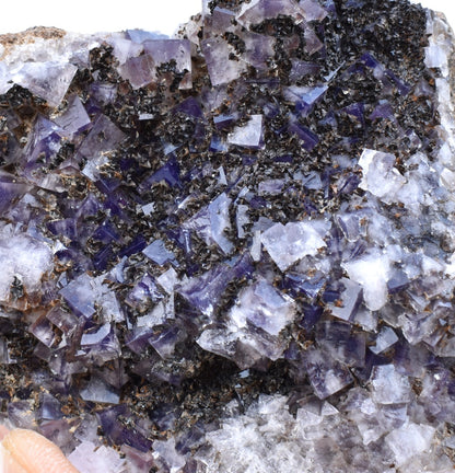 Purple Fluorite Raw Cluster Specimen with Siderite - Sourced Greenlaws Mine, England, UK - 435 grams #GLF04-09