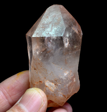 Tangerine Lemurian Quartz Double Terminated Crystal Point, Tower, Wand from Brazil - 6.2cm - 84 grams