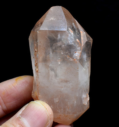 Tangerine Lemurian Quartz Double Terminated Crystal Point, Tower, Wand from Brazil - 6.2cm - 84 grams