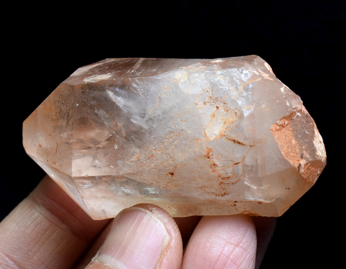 Tangerine Lemurian Quartz Double Terminated Crystal Point, Tower, Wand from Brazil - 6.2cm - 84 grams