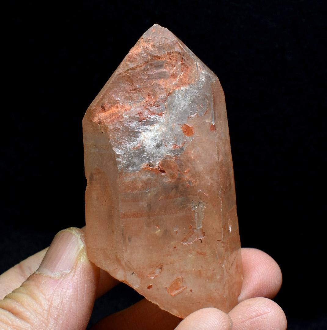 Tangerine Lemurian Quartz Crystal Point, Tower, Wand from Brazil - 6.8cm - 96 grams