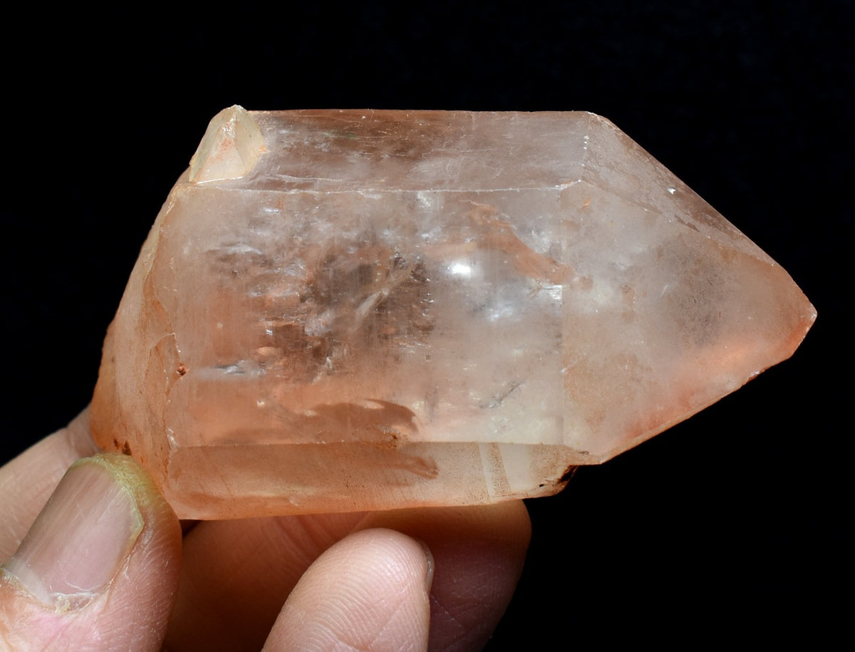 Tangerine Lemurian Quartz Crystal Point, Tower, Wand from Brazil - 6.8cm - 96 grams