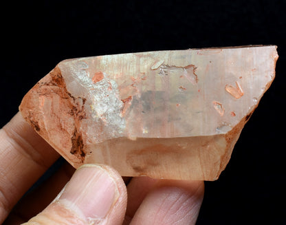 Tangerine Lemurian Quartz Crystal Point, Tower, Wand from Brazil - 6.8cm - 96 grams