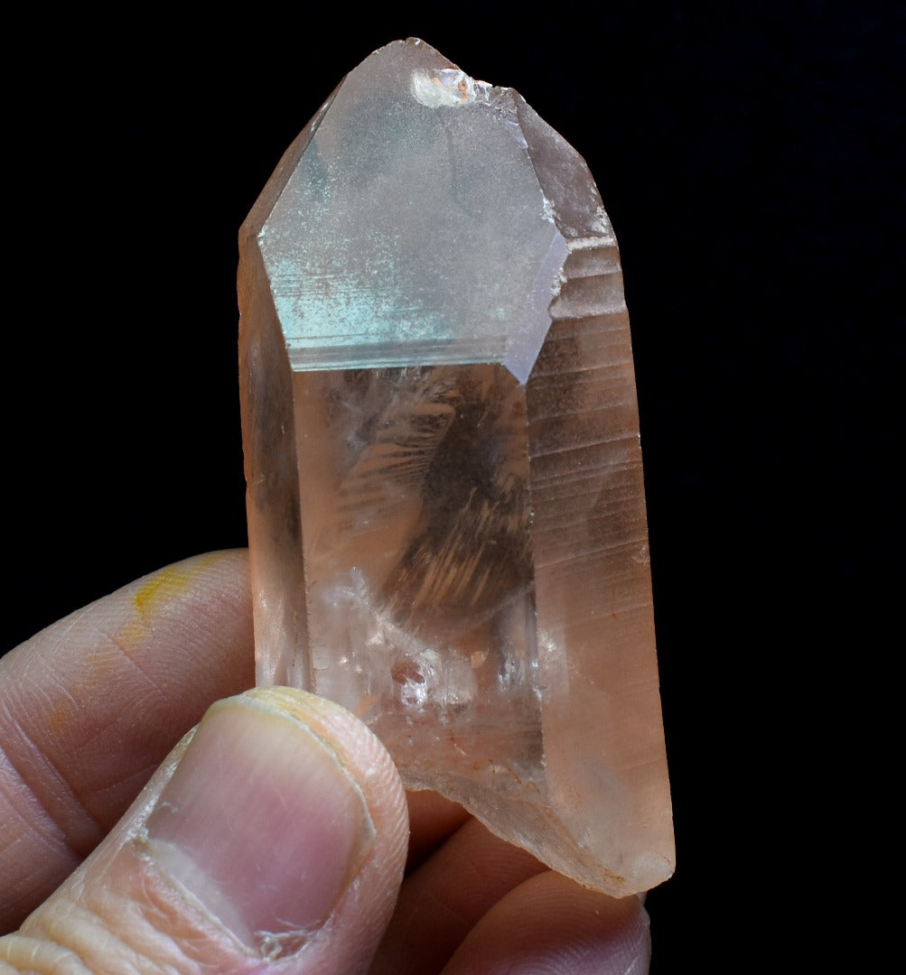 Tangerine Lemurian Quartz Crystal Point, Tower, Wand from Brazil - 6cm - 54 grams