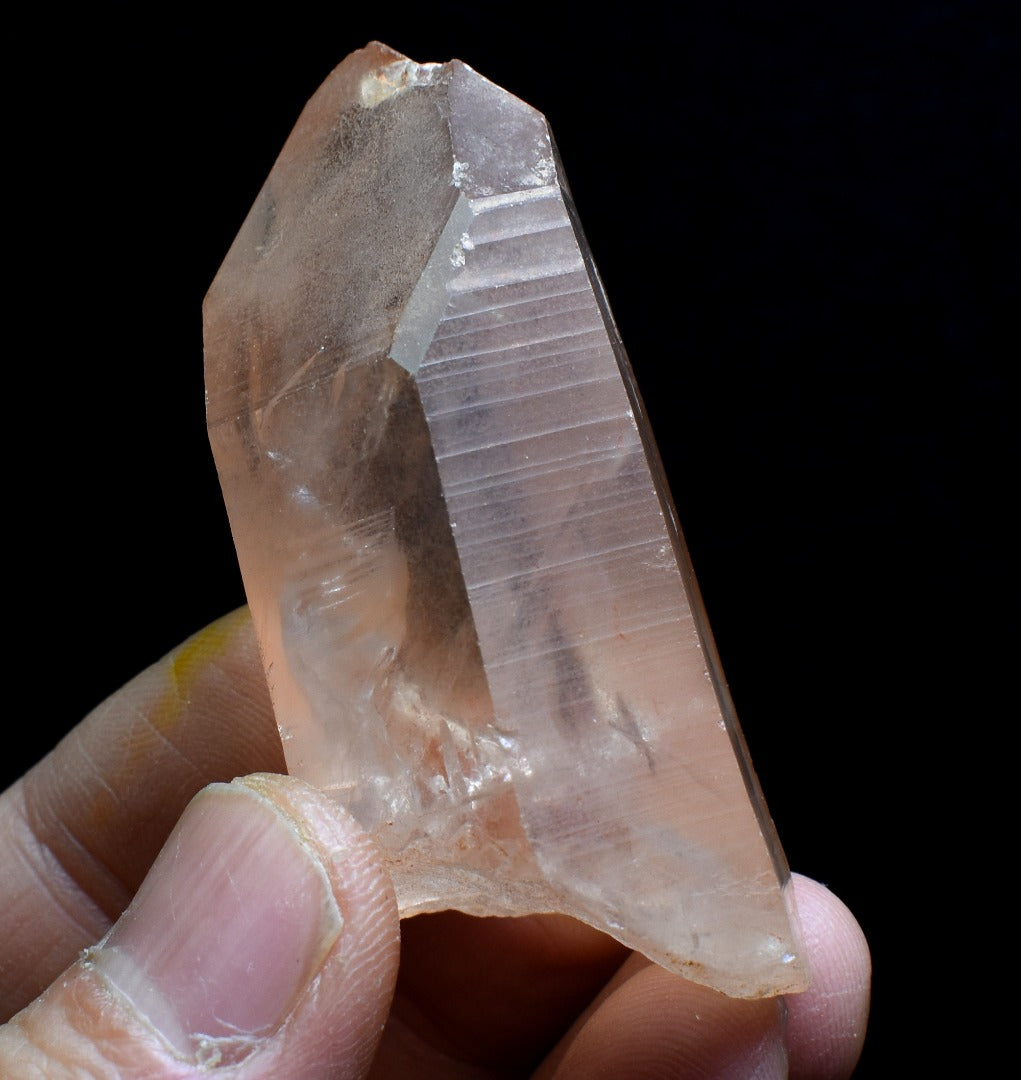 Tangerine Lemurian Quartz Crystal Point, Tower, Wand from Brazil - 6cm - 54 grams
