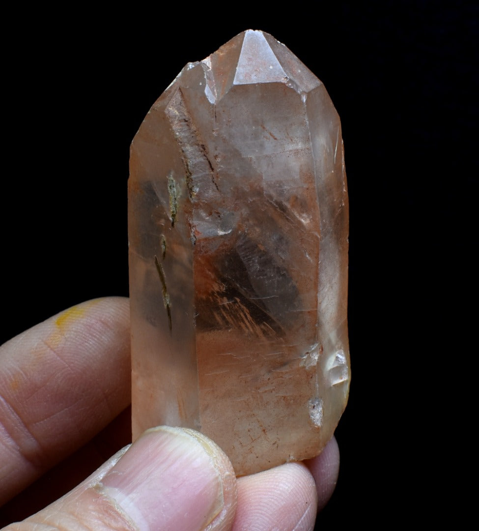 Tangerine Lemurian Quartz Crystal Point, Tower, Wand from Brazil - 6cm - 54 grams