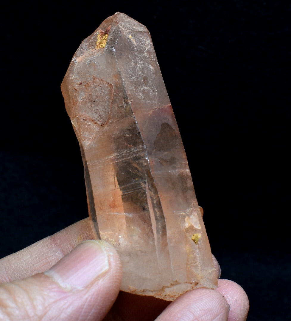 Tangerine Lemurian Quartz Crystal Point, Tower, Wand from Brazil - 6.8cm - 55 grams