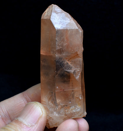 Tangerine Lemurian Quartz Crystal Point, Tower, Wand from Brazil - 6.8cm - 55 grams