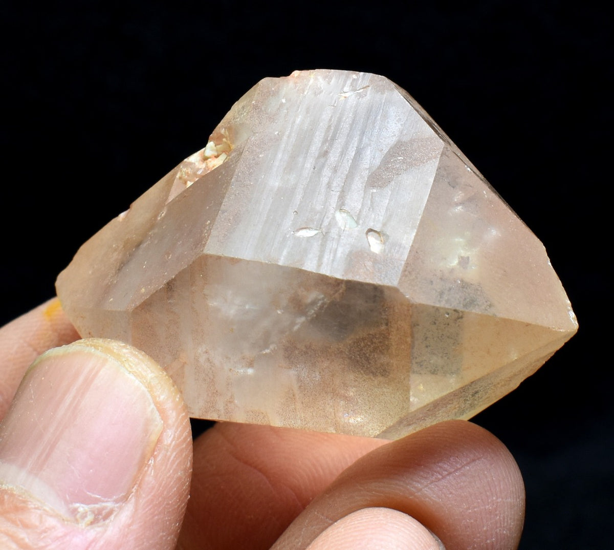 Tangerine Lemurian Quartz Double Terminated Crystal Point, Tower, Wand from Brazil - 4.5cm - 38 grams