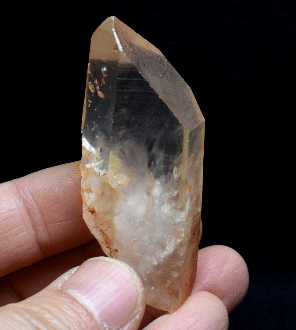 Tangerine Lemurian Quartz TWIN Crystal Point, Tower, Wand from Brazil - 5.7cm - 33 grams