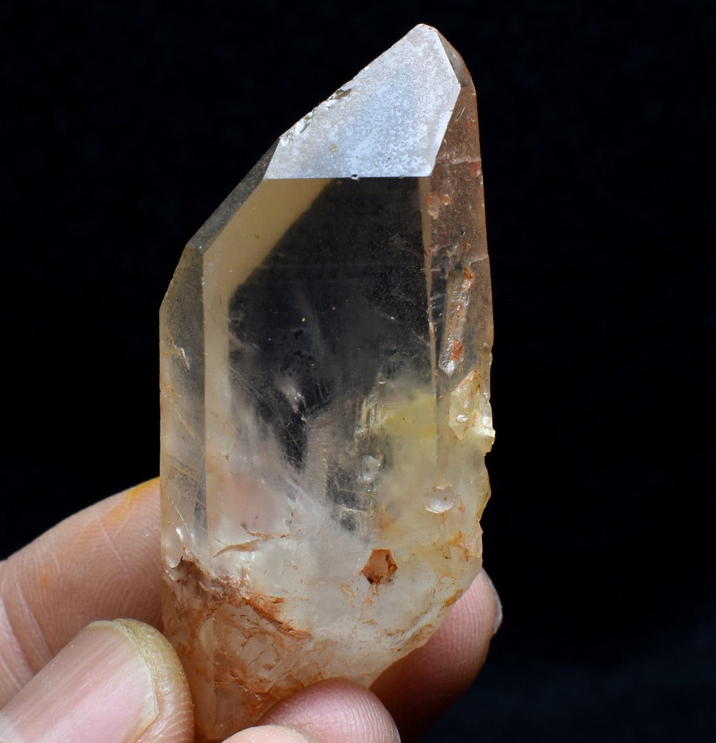 Tangerine Lemurian Quartz TWIN Crystal Point, Tower, Wand from Brazil - 5.7cm - 33 grams