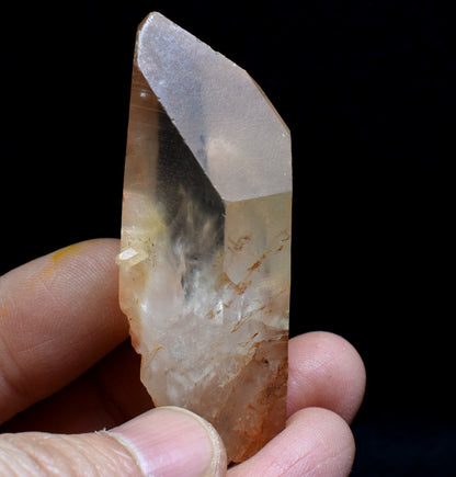 Tangerine Lemurian Quartz TWIN Crystal Point, Tower, Wand from Brazil - 5.7cm - 33 grams